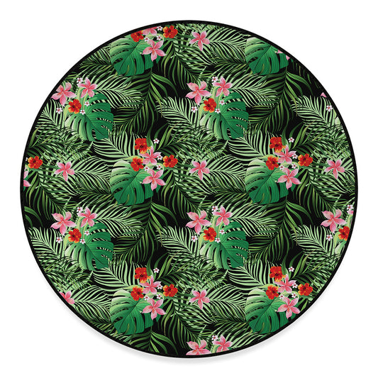 Palm Hawaiian Tropical Pattern Print Round Floor Mat