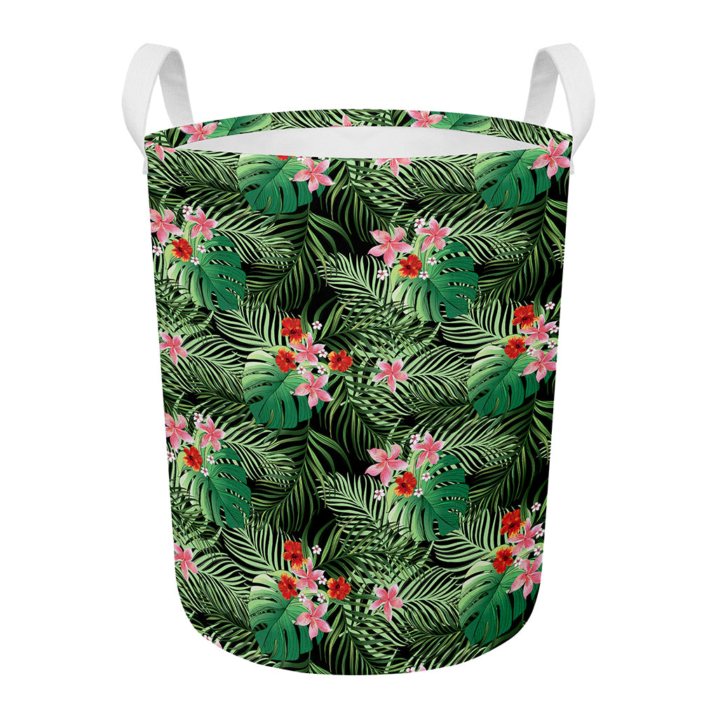 Palm Hawaiian Tropical Pattern Print Round Laundry Basket