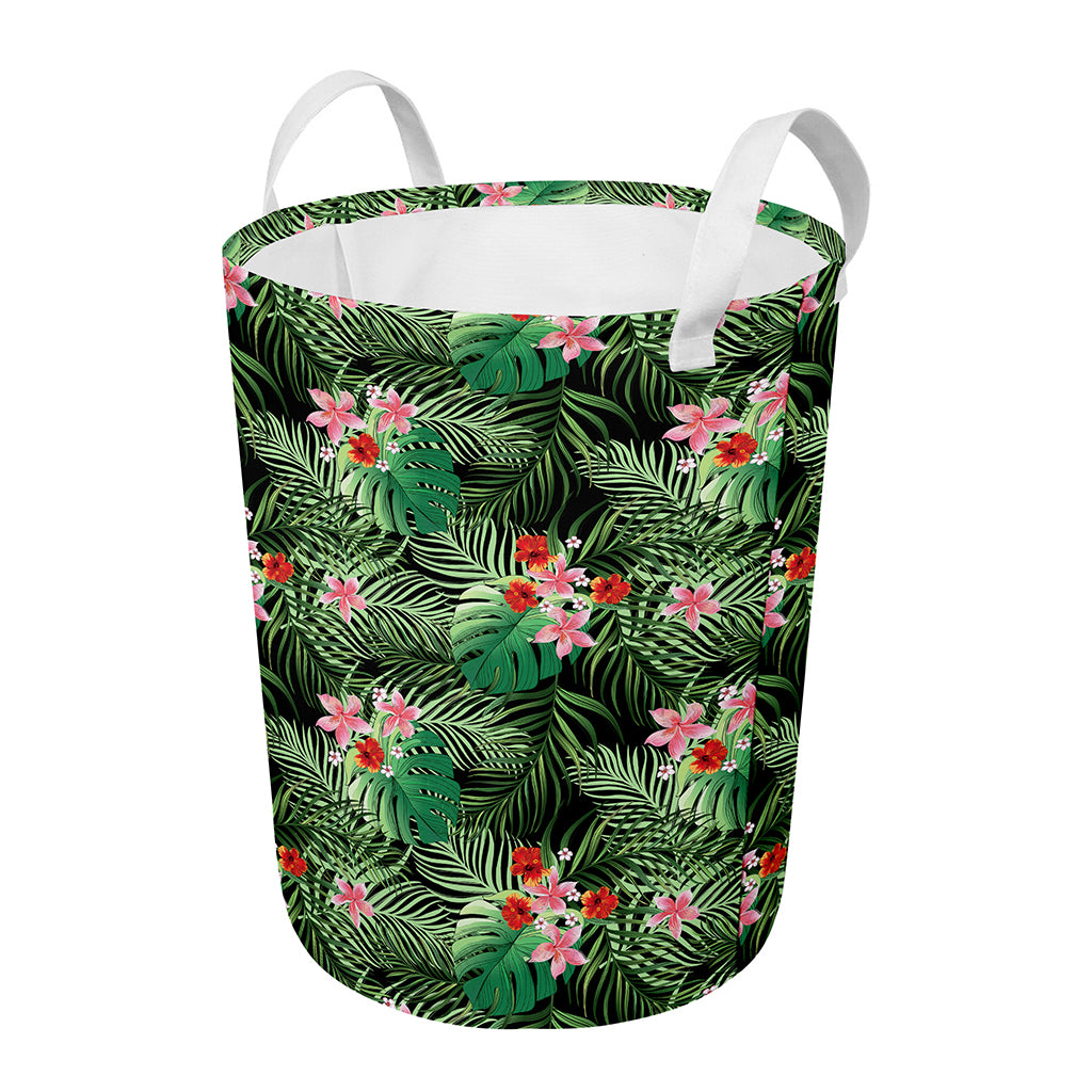 Palm Hawaiian Tropical Pattern Print Round Laundry Basket