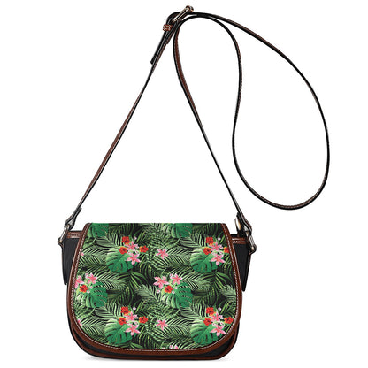 Palm Hawaiian Tropical Pattern Print Saddle Bag