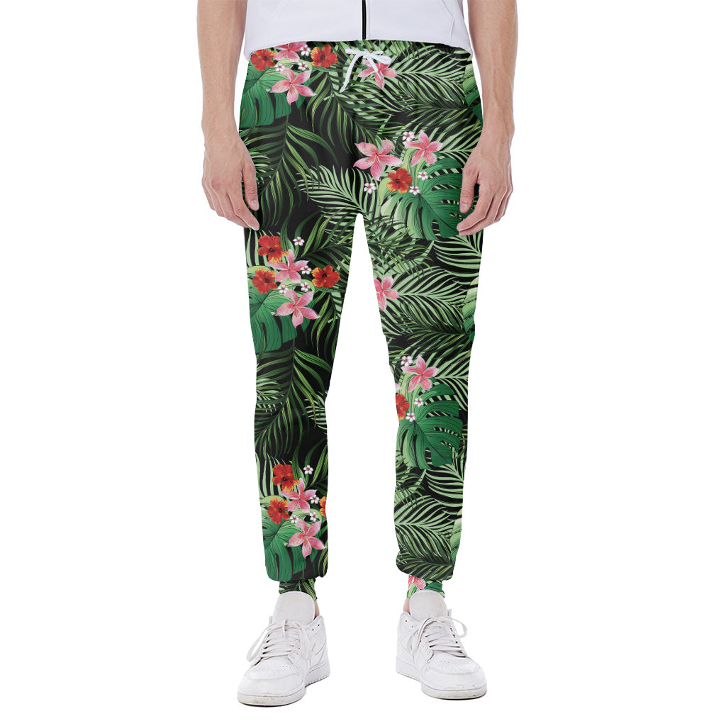 Palm Hawaiian Tropical Pattern Print Scuba Joggers