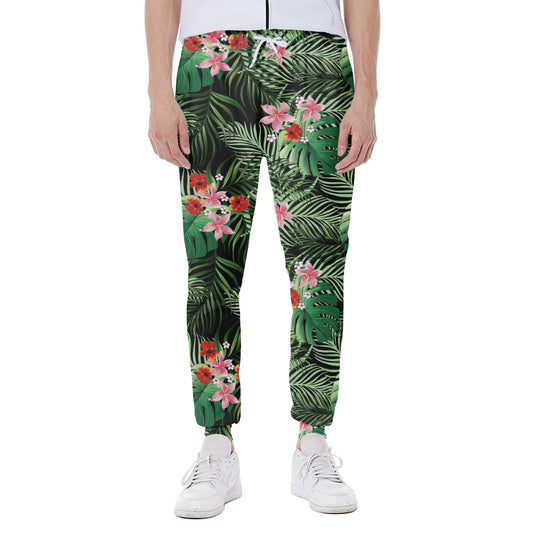 Palm Hawaiian Tropical Pattern Print Scuba Joggers