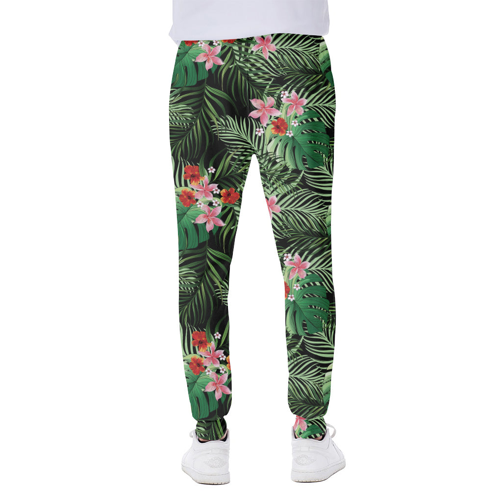 Palm Hawaiian Tropical Pattern Print Scuba Joggers