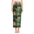 Palm Hawaiian Tropical Pattern Print Side Slit Maxi Skirt