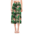 Palm Hawaiian Tropical Pattern Print Side Slit Midi Skirt