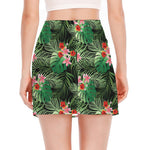Palm Hawaiian Tropical Pattern Print Side Slit Mini Skirt