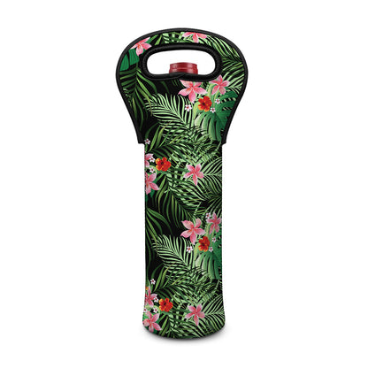 Palm Hawaiian Tropical Pattern Print Single Neoprene Wine Tote