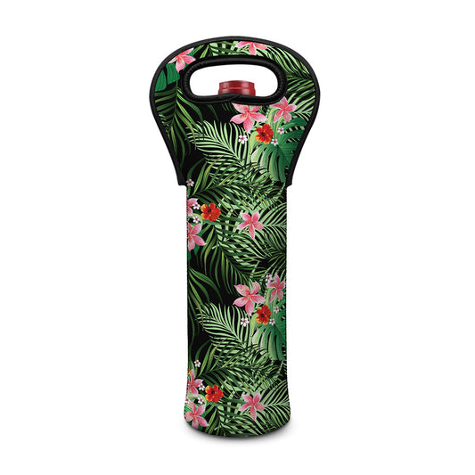Palm Hawaiian Tropical Pattern Print Single Neoprene Wine Tote