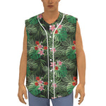 Palm Hawaiian Tropical Pattern Print Sleeveless Baseball Jersey