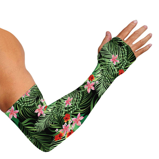 Palm Hawaiian Tropical Pattern Print Sun Protection Arm Sleeves