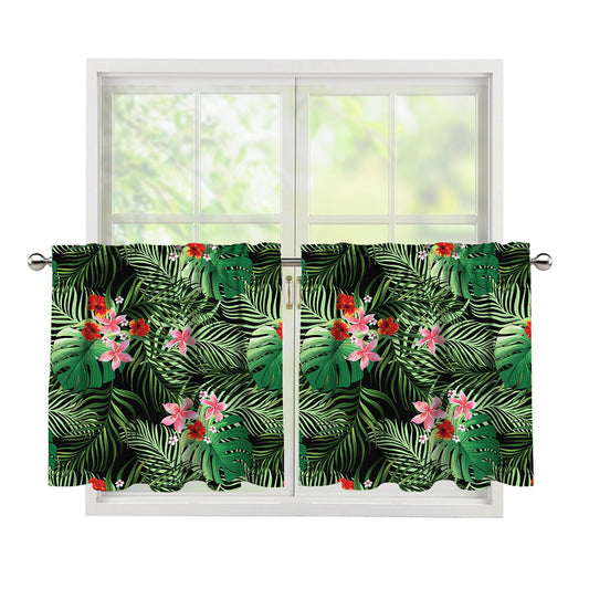 Palm Hawaiian Tropical Pattern Print Tier Curtains
