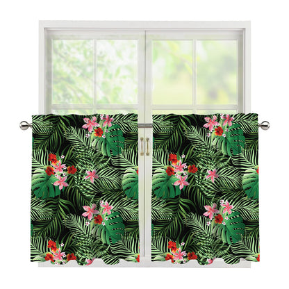 Palm Hawaiian Tropical Pattern Print Tier Curtains