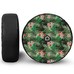Palm Hawaiian Tropical Pattern Print Tire Cover With Camera Hole