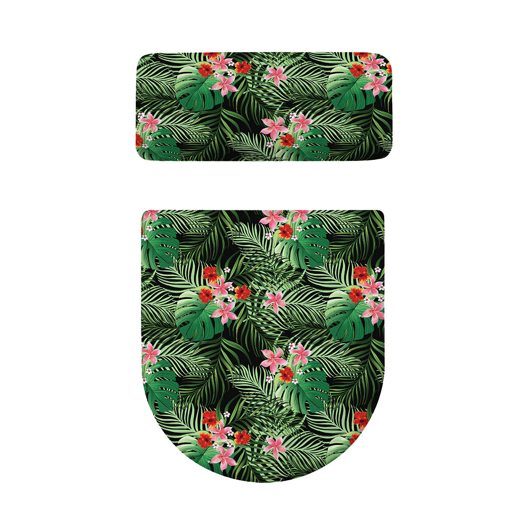 Palm Hawaiian Tropical Pattern Print Toilet Lid And Tank Cover Set