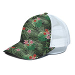 Palm Hawaiian Tropical Pattern Print White Mesh Trucker Cap