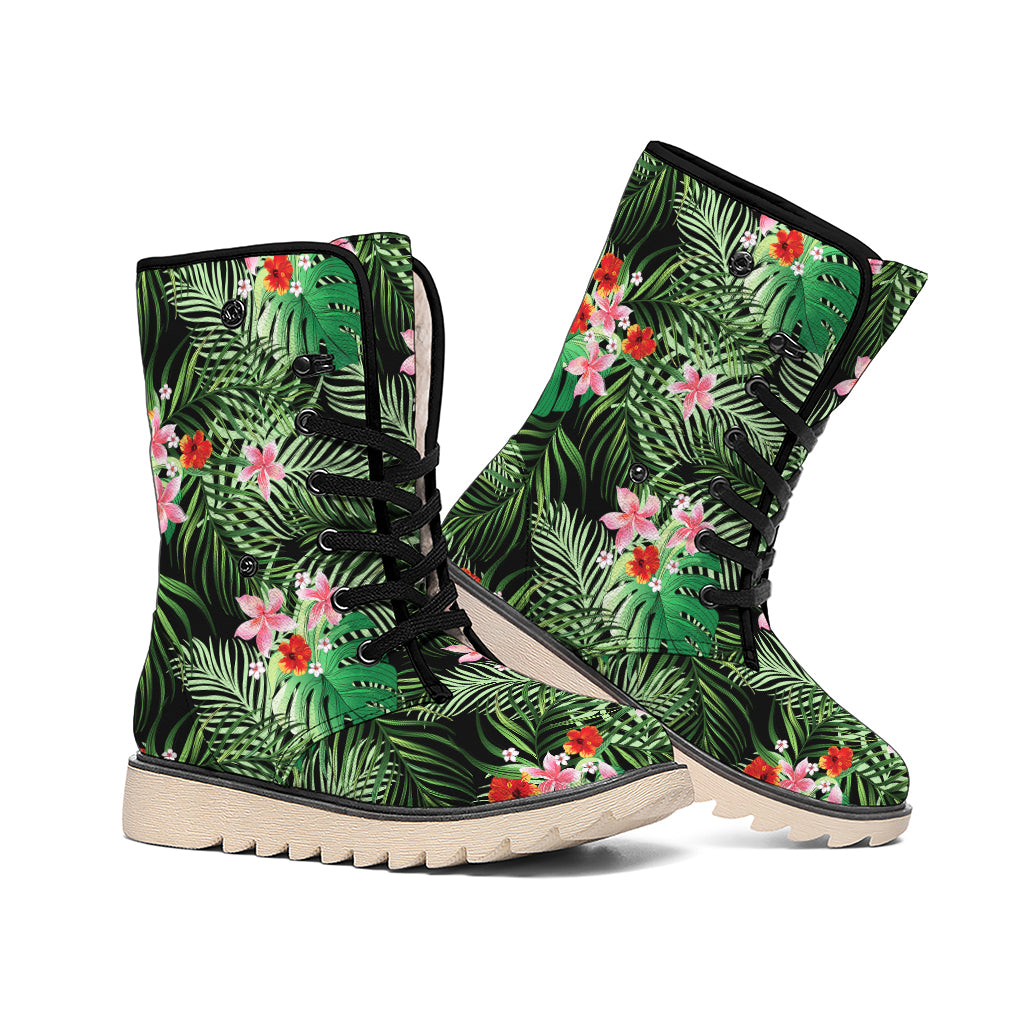 Palm Hawaiian Tropical Pattern Print Winter Boots