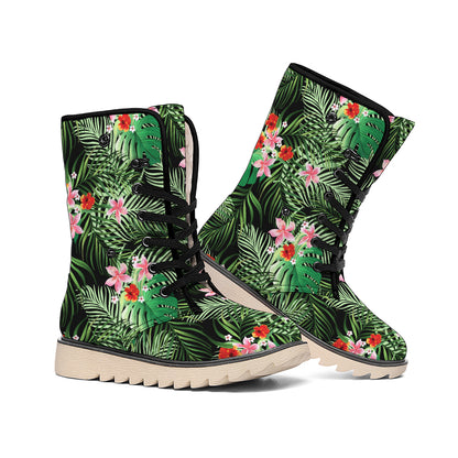 Palm Hawaiian Tropical Pattern Print Winter Boots