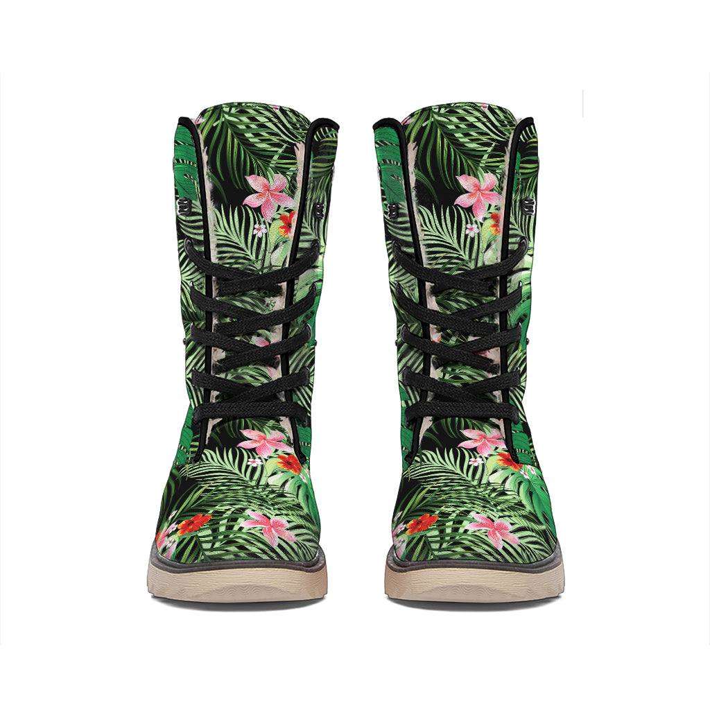 Palm Hawaiian Tropical Pattern Print Winter Boots