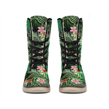 Palm Hawaiian Tropical Pattern Print Winter Boots