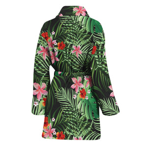 Palm Hawaiian Tropical Pattern Print Women's Bathrobe