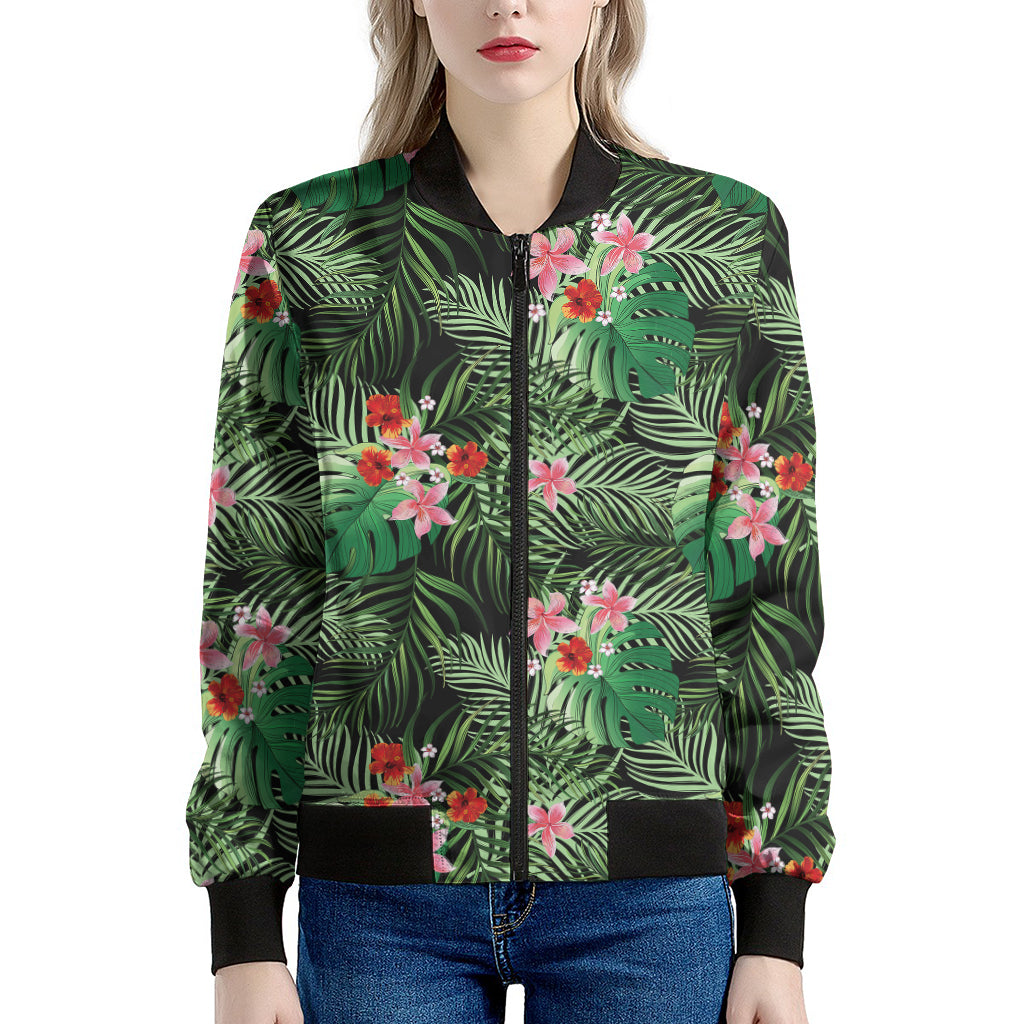 Palm Hawaiian Tropical Pattern Print Women's Bomber Jacket