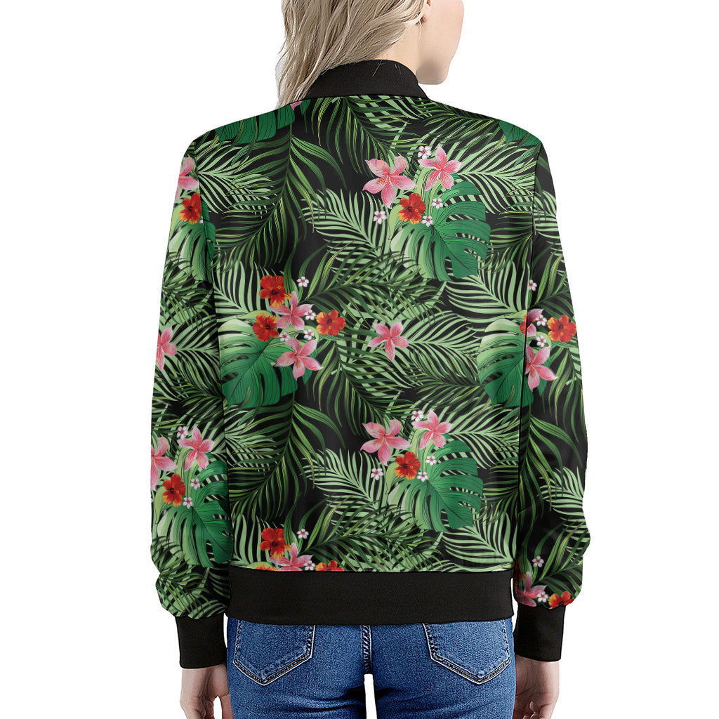 Palm Hawaiian Tropical Pattern Print Women's Bomber Jacket