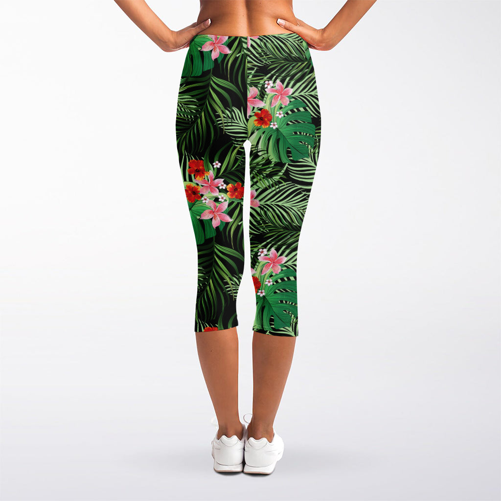 Palm Hawaiian Tropical Pattern Print Women's Capri Leggings