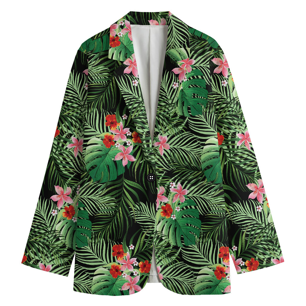 Palm Hawaiian Tropical Pattern Print Women's Cotton Blazer