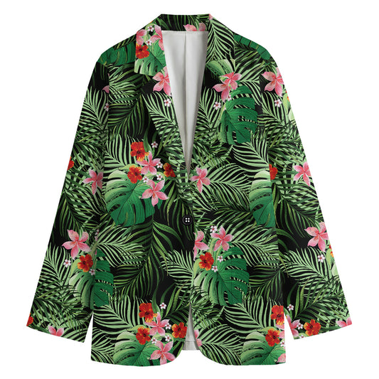 Palm Hawaiian Tropical Pattern Print Women's Cotton Blazer