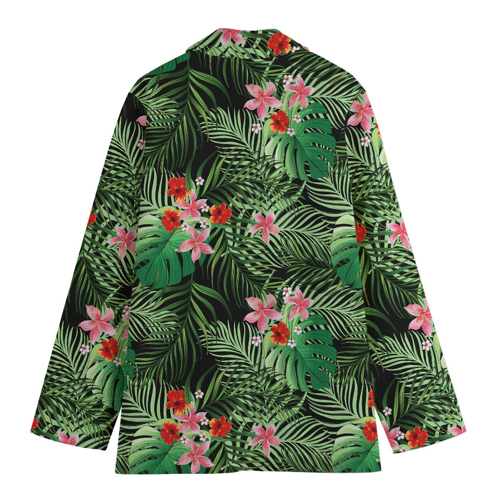 Palm Hawaiian Tropical Pattern Print Women's Cotton Blazer