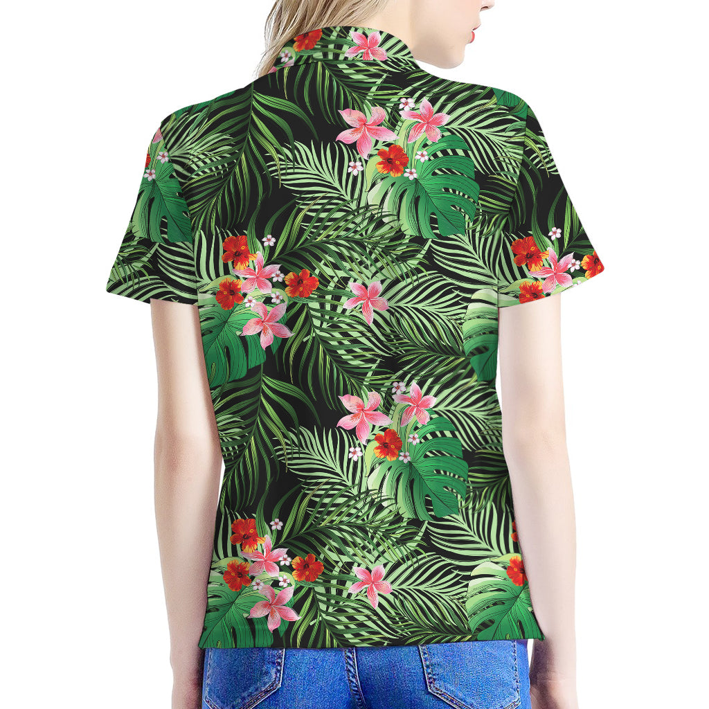 Palm Hawaiian Tropical Pattern Print Women's Polo Shirt