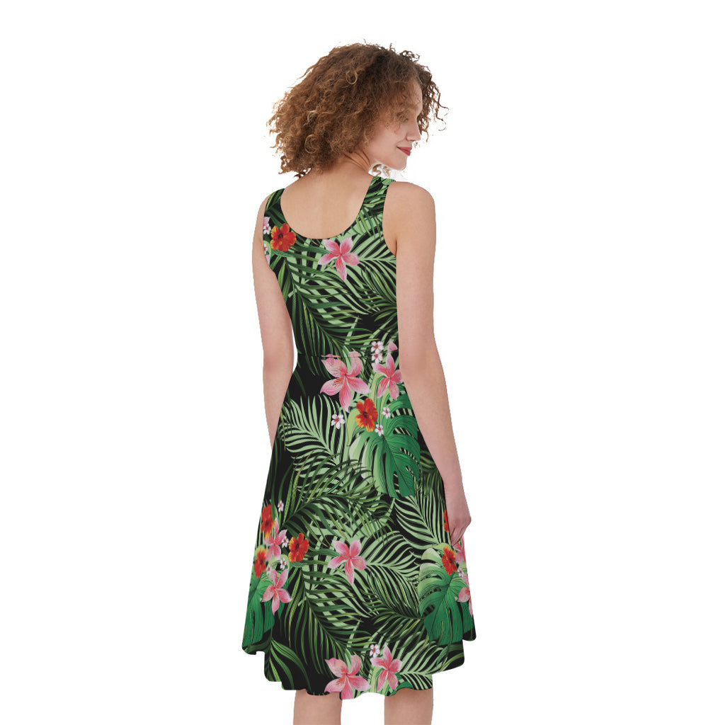 Palm Hawaiian Tropical Pattern Print Women's Sleeveless Dress