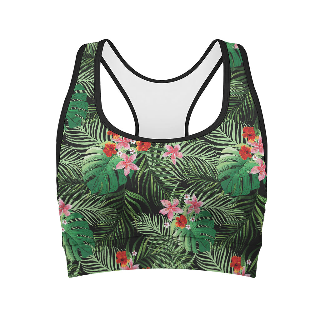 Palm Hawaiian Tropical Pattern Print Women's Sports Bra