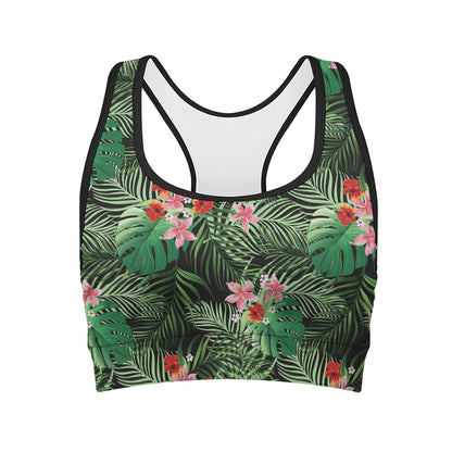 Palm Hawaiian Tropical Pattern Print Women's Sports Bra