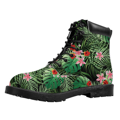 Palm Hawaiian Tropical Pattern Print Work Boots
