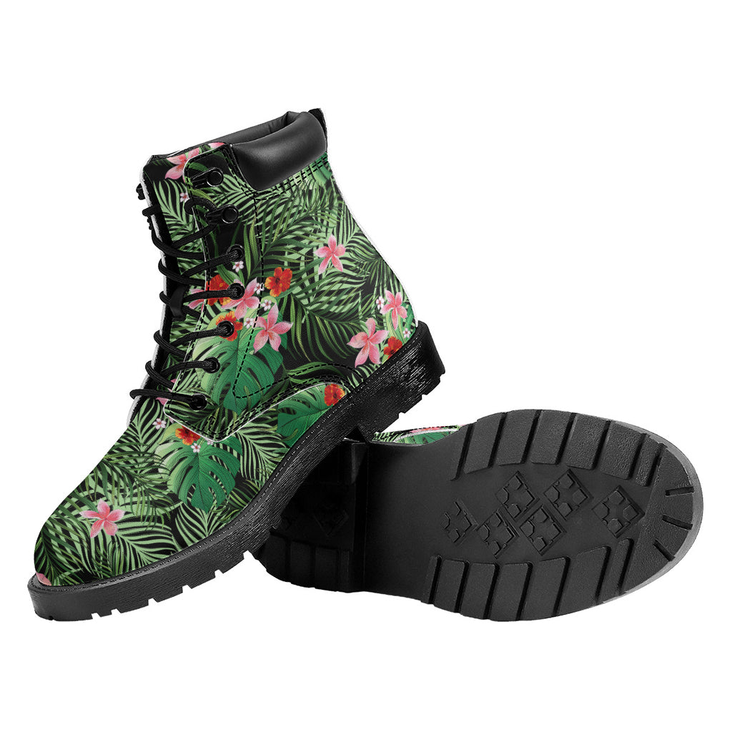 Palm Hawaiian Tropical Pattern Print Work Boots