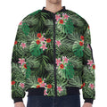Palm Hawaiian Tropical Pattern Print Zip Sleeve Bomber Jacket