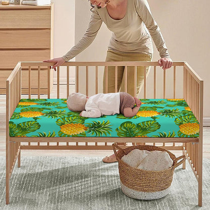 Palm Leaf Pineapple Pattern Print Baby Crib Sheet