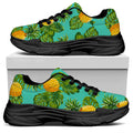 Palm Leaf Pineapple Pattern Print Black Chunky Shoes