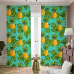 Palm Leaf Pineapple Pattern Print Blackout Pencil Pleat Curtains