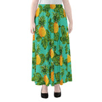 Palm Leaf Pineapple Pattern Print Chiffon Maxi Skirt