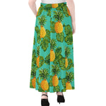 Palm Leaf Pineapple Pattern Print Chiffon Maxi Skirt