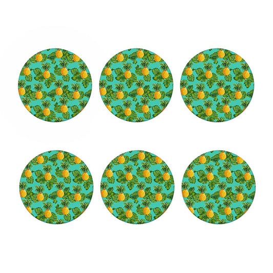 Palm Leaf Pineapple Pattern Print Coaster Set