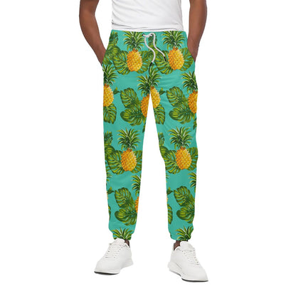 Palm Leaf Pineapple Pattern Print Cotton Pants
