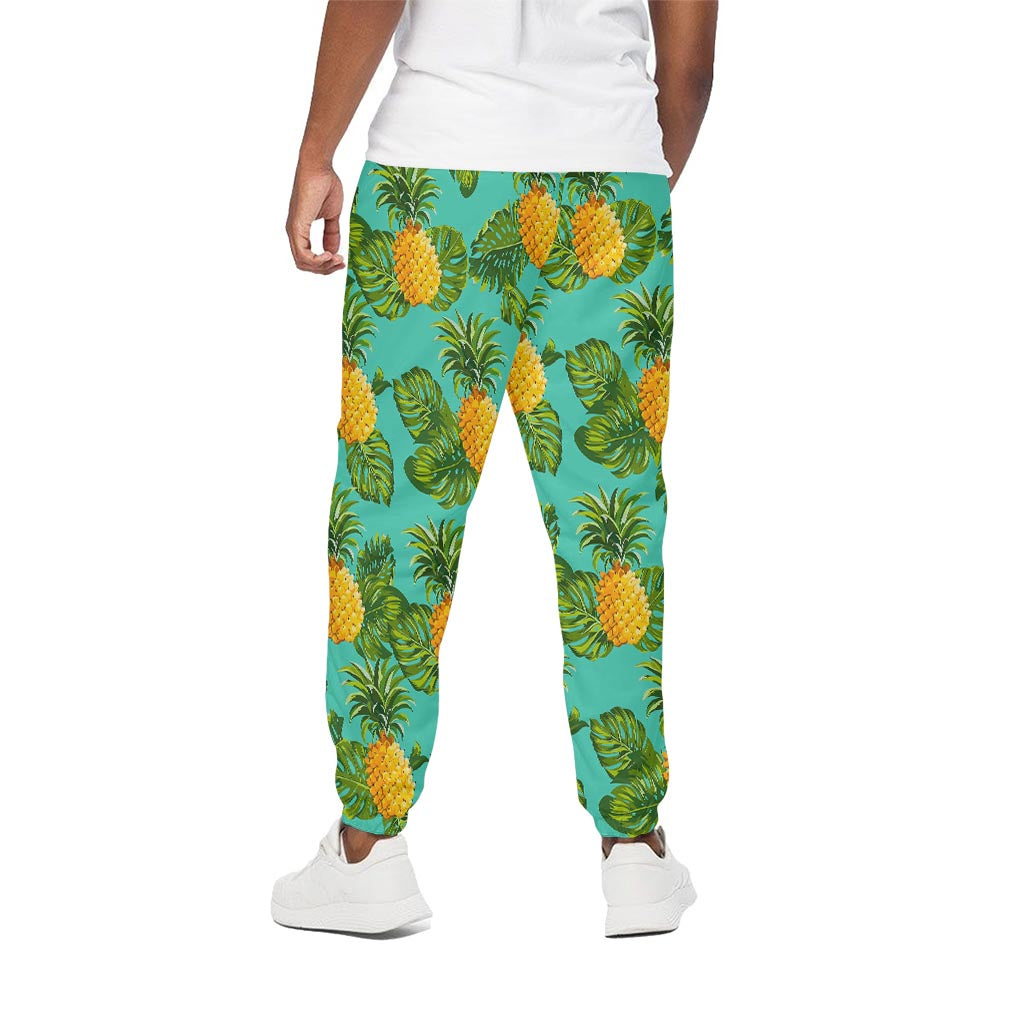Palm Leaf Pineapple Pattern Print Cotton Pants