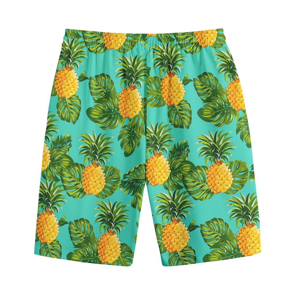 Palm Leaf Pineapple Pattern Print Cotton Shorts