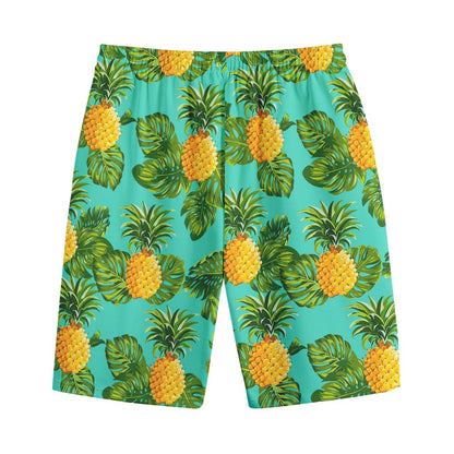 Palm Leaf Pineapple Pattern Print Cotton Shorts