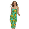 Palm Leaf Pineapple Pattern Print Cross Back Cami Dress