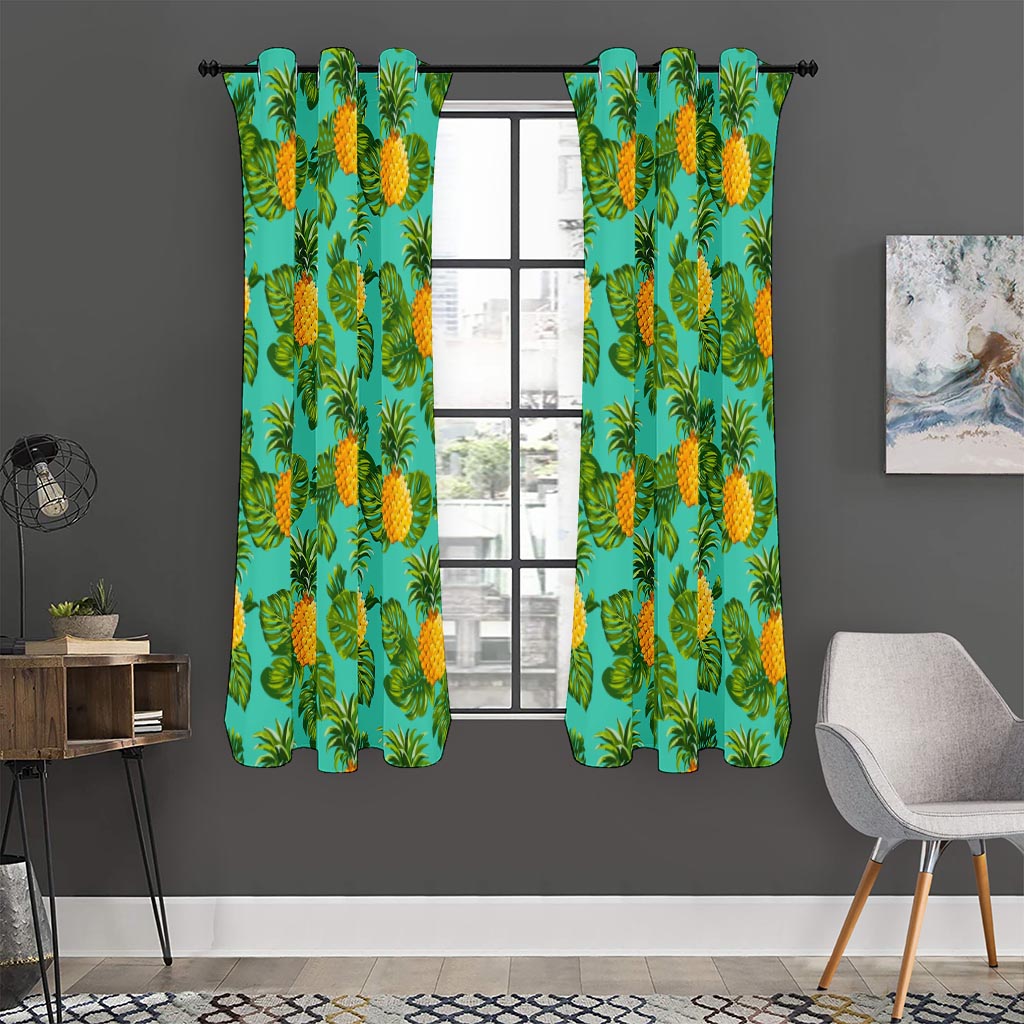 Palm Leaf Pineapple Pattern Print Curtain