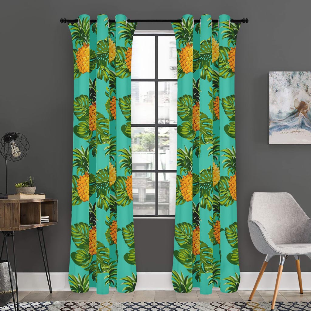 Palm Leaf Pineapple Pattern Print Curtain